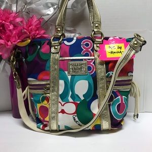 Coach Poppy Pop C Multi Pocket Tote HandBag Purse